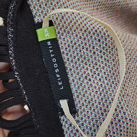 Leifsdottir Anthropologie Brown Open Cardigan with Colorful Bird Accent XS - Picture 10 of 12